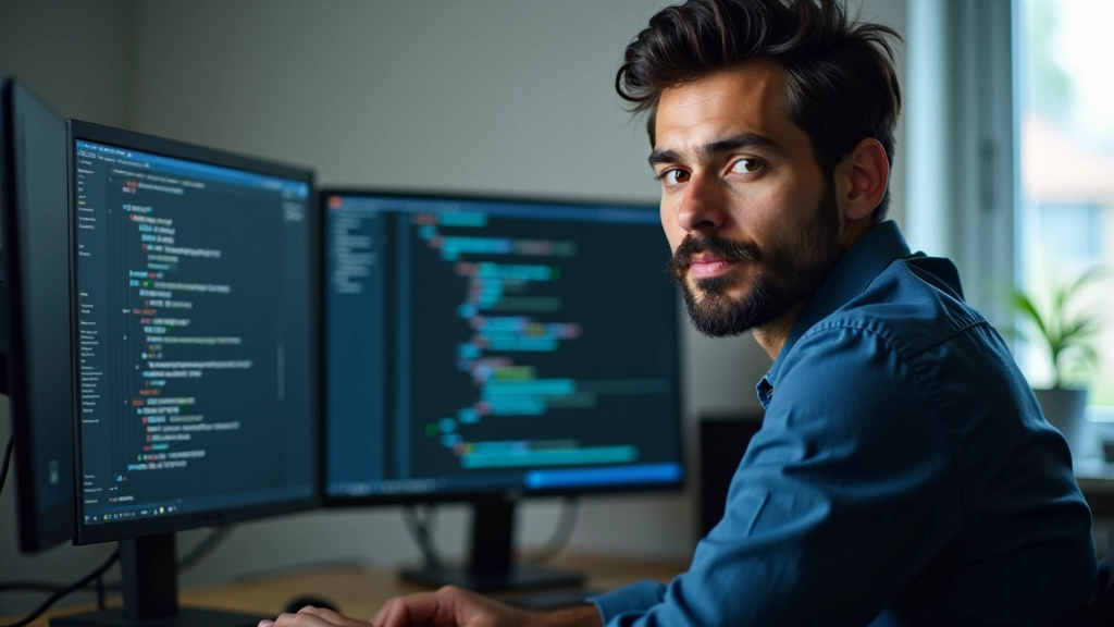 Desenvolvedor escrevendo código em Python com ambiente de desenvolvimento integrado aberto