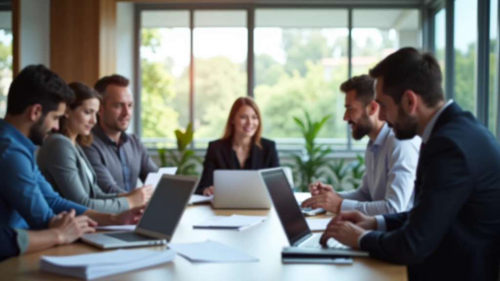 Profissionais de tecnologia em ambiente de trabalho moderno colaborando em projetos